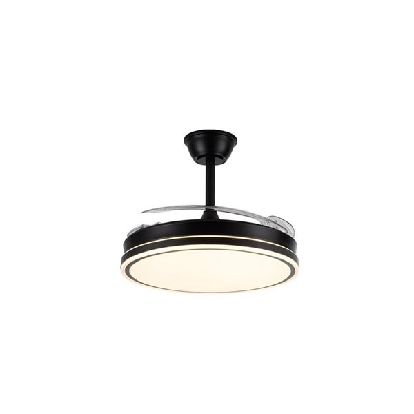 Ventilador de techo LED con aspas retráctiles EVO negro, 72W 7920Lm CCT Dim Smart