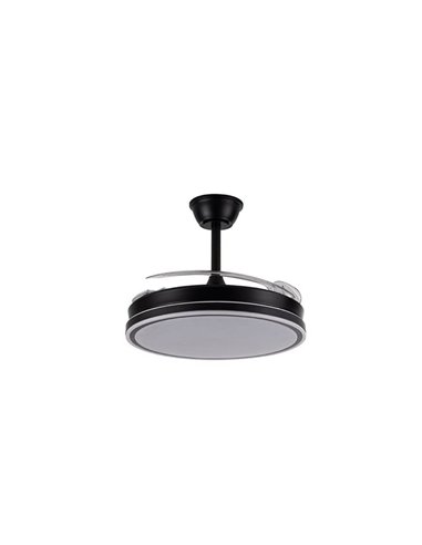 Ventilateur de plafond LED à pales rétractables EVO noir, 72W 7920Lm CCT Dim Smart