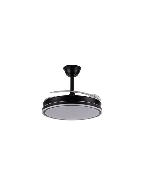 Ventoinha de teto LED com pás retráteis EVO preto, 72W 7920Lm CCT Dim Smart