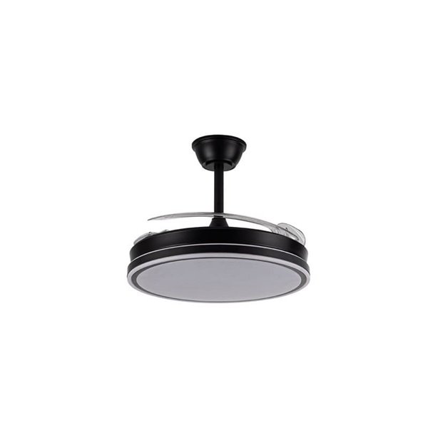 Ventilador de techo LED con aspas retráctiles EVO negro, 72W 7920Lm CCT Dim Smart