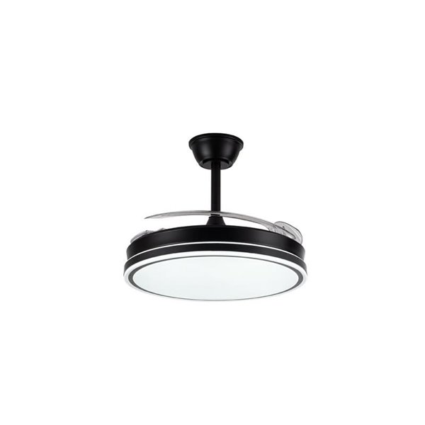 Ventilador de techo LED con aspas retráctiles EVO negro, 72W 7920Lm CCT Dim Smart
