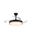 Ventilador de techo LED con aspas retráctiles EVO negro, 72W 7920Lm CCT Dim Smart