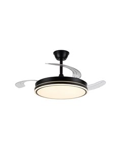 Ventoinha de teto LED com pás retráteis EVO preto, 72W 7920Lm CCT Dim Smart