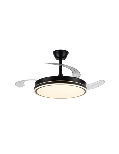Ventilador de techo LED con aspas retráctiles EVO negro, 72W 7920Lm CCT Dim Smart