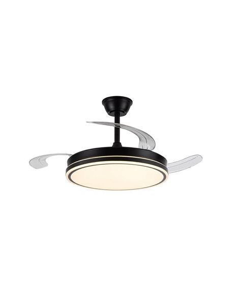 Ventilateur de plafond LED à pales rétractables EVO noir, 72W 7920Lm CCT Dim Smart