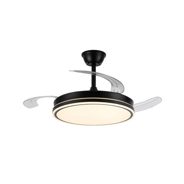 Ventilador de techo LED con aspas retráctiles EVO negro, 72W 7920Lm CCT Dim Smart