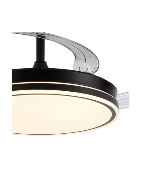 Ventilador de techo LED con aspas retráctiles EVO negro, 72W 7920Lm CCT Dim Smart