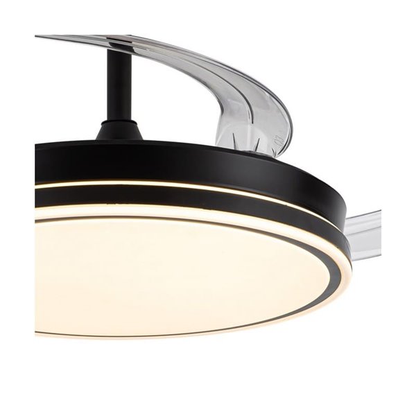Ventilador de techo LED con aspas retráctiles EVO negro, 72W 7920Lm CCT Dim Smart