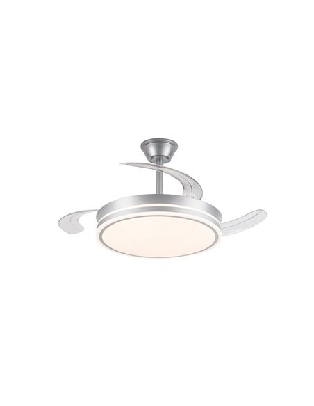 Ventoinha de teto LED com pás retráteis EVO prata, 72W 7920Lm CCT Dim Smart