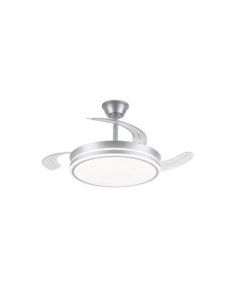 Ventilador de techo LED con aspas retráctiles EVO plata, 72W 7920Lm CCT Dim Smart