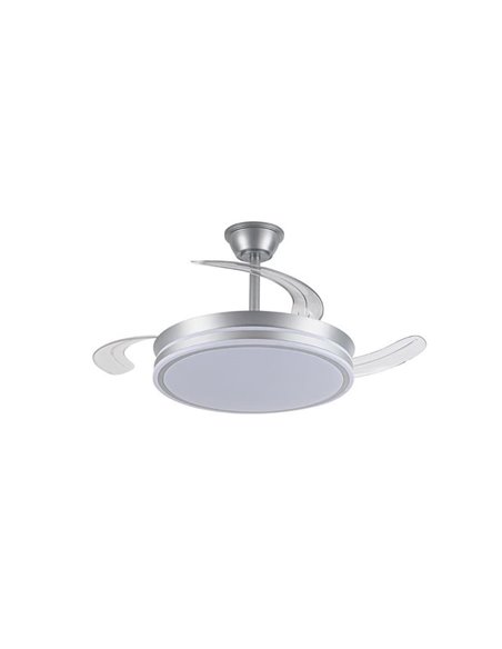 Ventilateur de plafond LED à pales rétractables EVO argent, 72W 7920Lm CCT Dim Smart