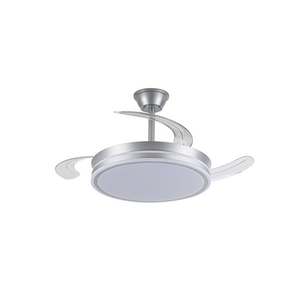 Ventilador de techo LED con aspas retráctiles EVO plata, 72W 7920Lm CCT Dim Smart
