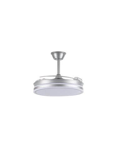 Ventilateur de plafond LED à pales rétractables EVO argent, 72W 7920Lm CCT Dim Smart