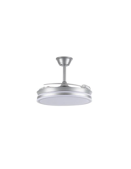 Ventilador de techo LED con aspas retráctiles EVO plata, 72W 7920Lm CCT Dim Smart