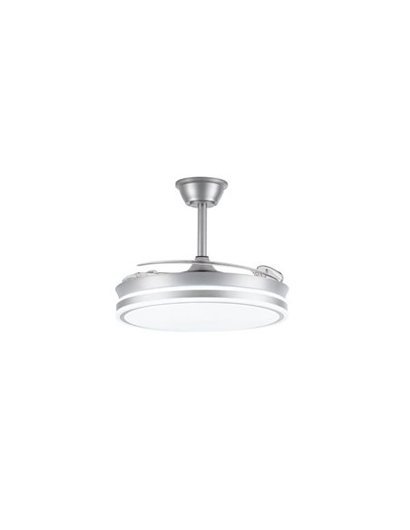 Ventilateur de plafond LED à pales rétractables EVO argent, 72W 7920Lm CCT Dim Smart
