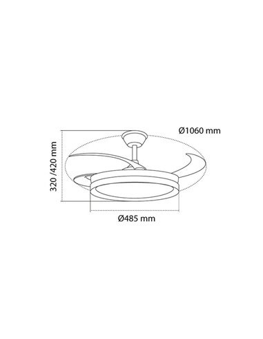 Ventoinha de teto LED com pás retráteis EVO prata, 72W 7920Lm CCT Dim Smart