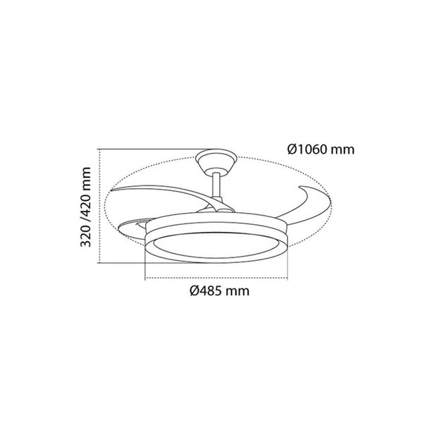 Ventilador de techo LED con aspas retráctiles EVO plata, 72W 7920Lm CCT Dim Smart