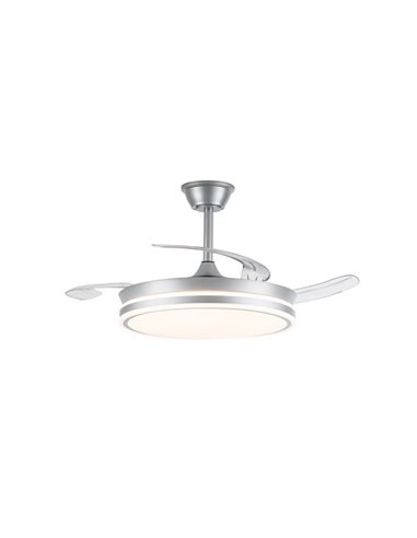 Ventilador de techo LED con aspas retráctiles EVO plata, 72W 7920Lm CCT Dim Smart