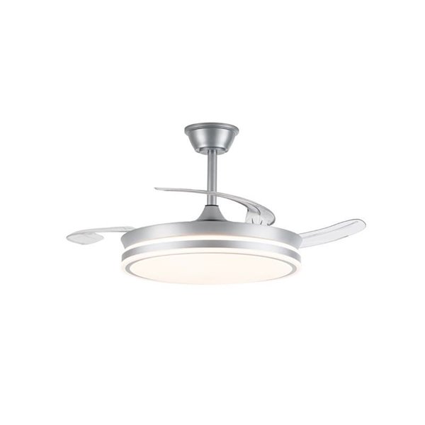 Ventilador de techo LED con aspas retráctiles EVO plata, 72W 7920Lm CCT Dim Smart