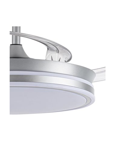 Ventoinha de teto LED com pás retráteis EVO prata, 72W 7920Lm CCT Dim Smart