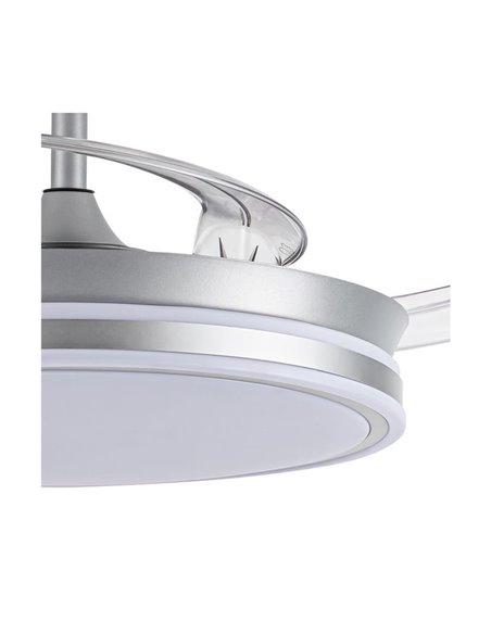 Ventoinha de teto LED com pás retráteis EVO prata, 72W 7920Lm CCT Dim Smart