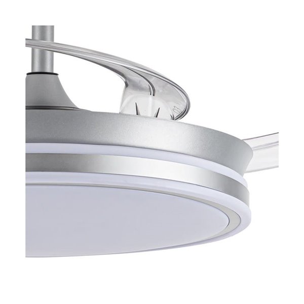 Ventilador de techo LED con aspas retráctiles EVO plata, 72W 7920Lm CCT Dim Smart