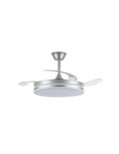 Ventilador de techo LED con aspas retráctiles EVO plata, 72W 7920Lm CCT Dim Smart