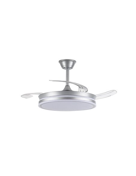 Ventoinha de teto LED com pás retráteis EVO prata, 72W 7920Lm CCT Dim Smart