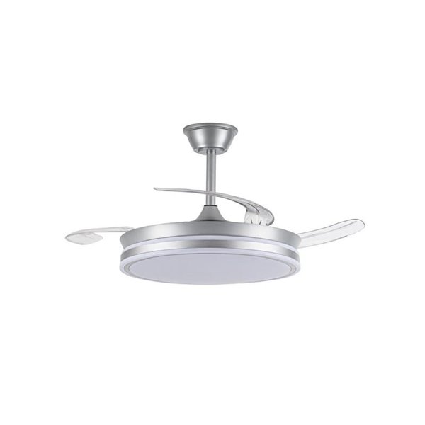Ventilador de techo LED con aspas retráctiles EVO plata, 72W 7920Lm CCT Dim Smart