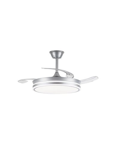 Ventilador de techo LED con aspas retráctiles EVO plata, 72W 7920Lm CCT Dim Smart