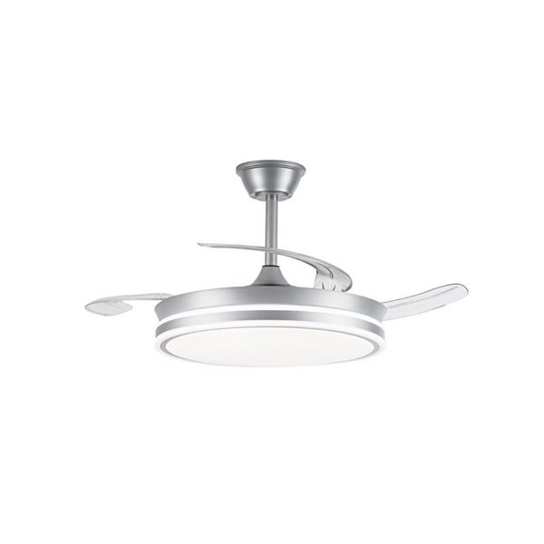 Ventilador de techo LED con aspas retráctiles EVO plata, 72W 7920Lm CCT Dim Smart