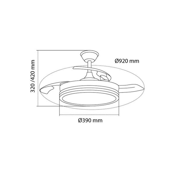 Ventilador de techo LED con aspas retráctiles EVO MINI blanco, 46W 5520Lm CCT Dim Smart