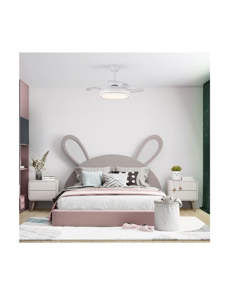 Ventilador de techo LED con aspas retráctiles EVO MINI blanco, 46W 5520Lm CCT Dim Smart