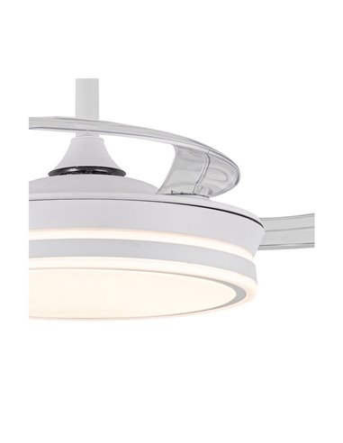 Ventoinha de teto LED com pás retráteis EVO MINI branco, 46W 5520Lm CCT Dim Smart
