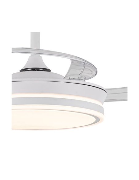 Ventoinha de teto LED com pás retráteis EVO MINI branco, 46W 5520Lm CCT Dim Smart