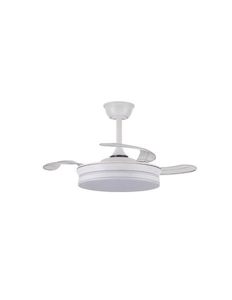 Ventilateur de plafond LED à pales rétractables EVO MINI blanc, 46W 5520Lm CCT Dim Smart