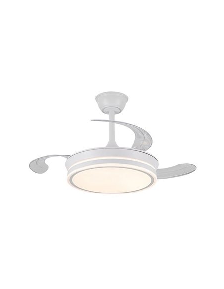 Ventoinha de teto LED com pás retráteis EVO MINI branco, 46W 5520Lm CCT Dim Smart