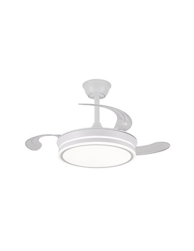 Ventilateur de plafond LED à pales rétractables EVO MINI blanc, 46W 5520Lm CCT Dim Smart
