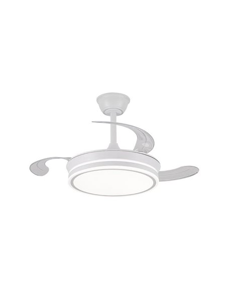 Ventoinha de teto LED com pás retráteis EVO MINI branco, 46W 5520Lm CCT Dim Smart