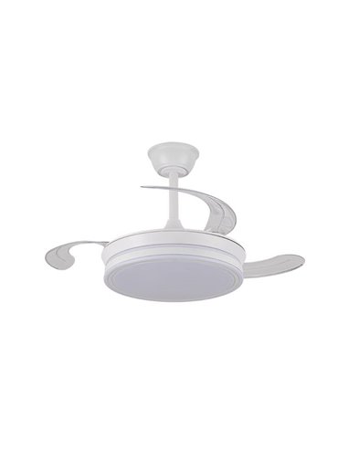 Ventilateur de plafond LED à pales rétractables EVO MINI blanc, 46W 5520Lm CCT Dim Smart