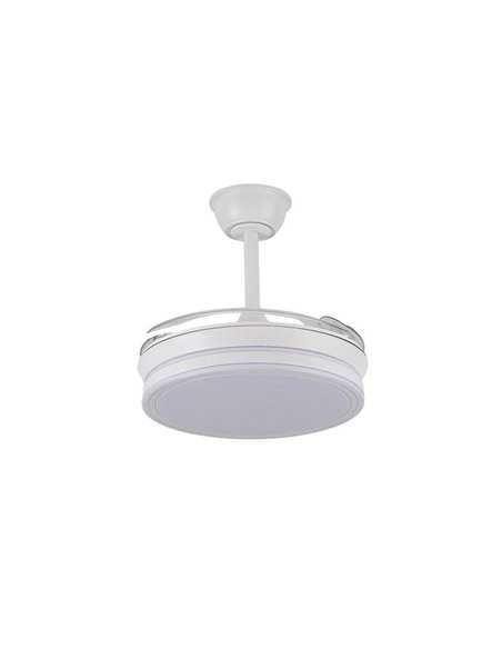 Ventilateur de plafond LED à pales rétractables EVO MINI blanc, 46W 5520Lm CCT Dim Smart