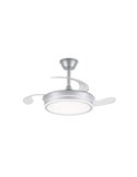 Ventilador de techo LED con aspas retráctiles EVO MINI plata, 46W 5520Lm CCT Dim Smart