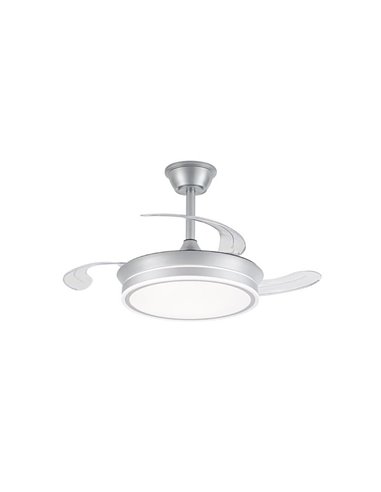 Ventilateur de plafond LED à pales rétractables EVO MINI argent, 46W 5520Lm CCT Dim Smart