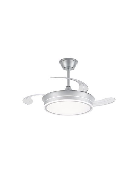 Ventilateur de plafond LED à pales rétractables EVO MINI argent, 46W 5520Lm CCT Dim Smart