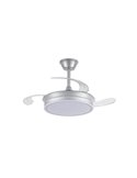 Ventilador de techo LED con aspas retráctiles EVO MINI plata, 46W 5520Lm CCT Dim Smart