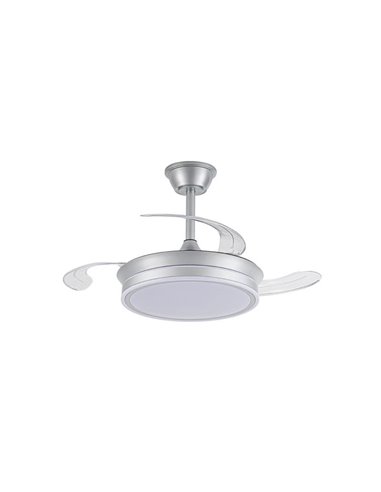 Ventilador de techo LED con aspas retráctiles EVO MINI plata, 46W 5520Lm CCT Dim Smart
