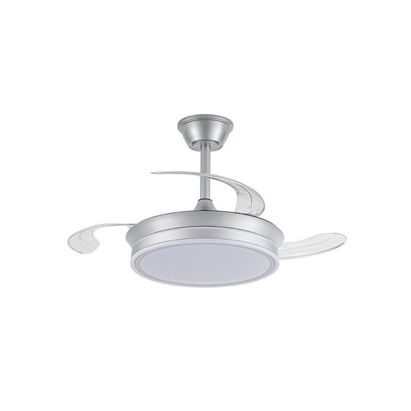 Ventilador de techo LED con aspas retráctiles EVO MINI plata, 46W 5520Lm CCT Dim Smart