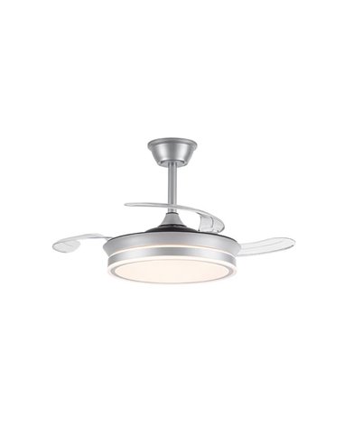 Ventilador de techo LED con aspas retráctiles EVO MINI plata, 46W 5520Lm CCT Dim Smart