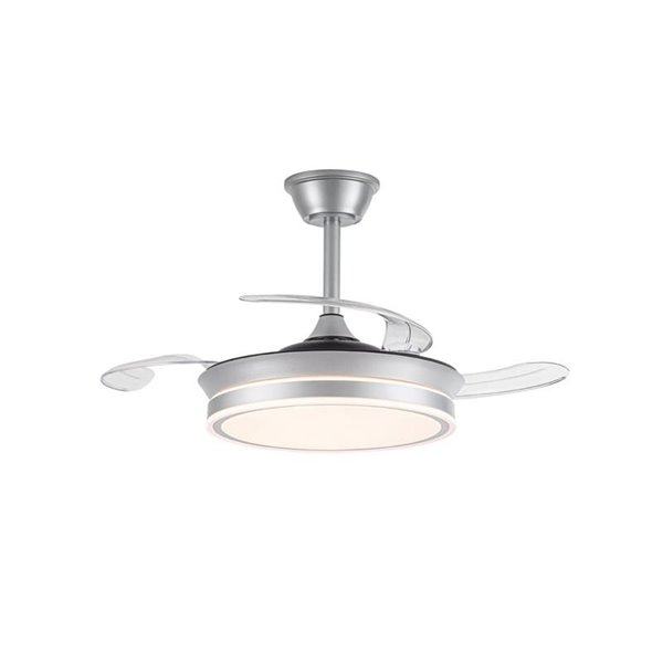 Ventilador de techo LED con aspas retráctiles EVO MINI plata, 46W 5520Lm CCT Dim Smart