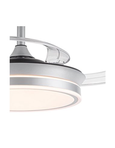 Ventilador de techo LED con aspas retráctiles EVO MINI plata, 46W 5520Lm CCT Dim Smart